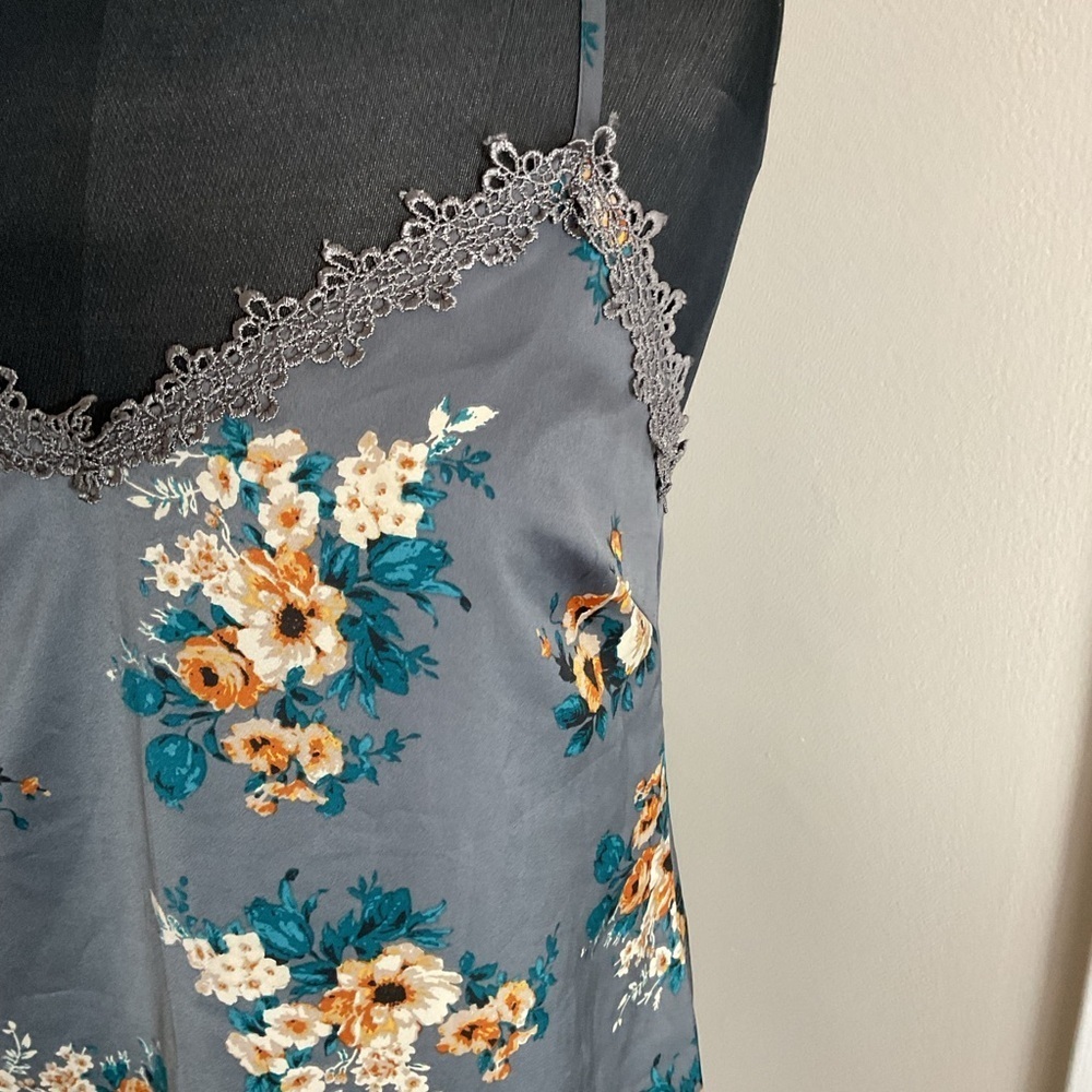 Honey Punch Orange Gray Floral Slip Dress L Large Mini Spaghetti Strap Night Out - Picture 6 of 10